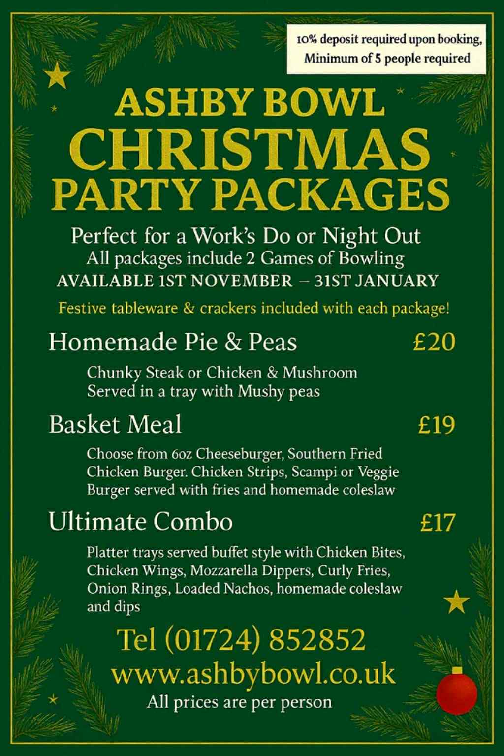 Ashby Bowl Christmas Party Packages